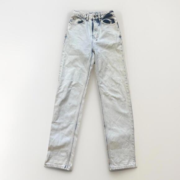 Ksubi Women’s Jeans Size 24 Straight Leg High Rise Acid Wash Blue White Denim - Picture 1 of 8